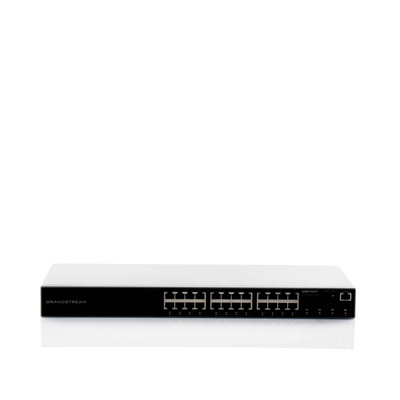 GRANDSTREAM - Switch Gigabit PoE+ Administrable / 24 puertos 10/100/1000 Mbps + 4 Puertos SFP Uplink / Hasta 360W / Compatible con GWN Cloud.