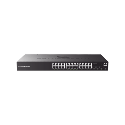 GRANDSTREAM - Switch Gigabit PoE+ Administrable / 24 puertos 10/100/1000 Mbps + 4 Puertos SFP Uplink / Hasta 360W / Compatible con GWN Cloud.