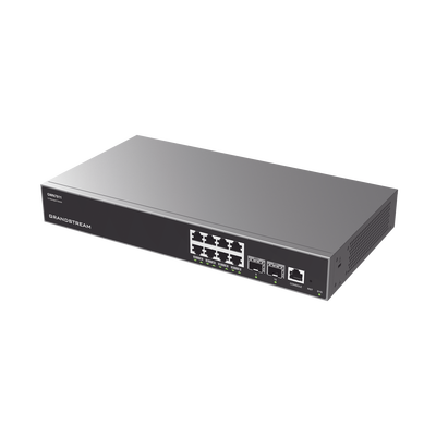 GRANDSTREAM - Switch Capa 3 Administrable / 8 puertos 10/100/1000 Mbps + 2 Puertos SFP+ 10 Gigabit / Compatible con GWN Cloud.