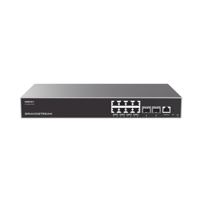 GRANDSTREAM - Switch Capa 3 Administrable / 8 puertos 10/100/1000 Mbps + 2 Puertos SFP+ 10 Gigabit / Compatible con GWN Cloud.