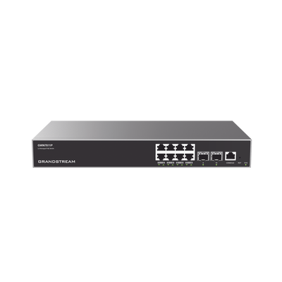 GRANDSTREAM - Switch Capa 3 PoE+ Administrable / 8 puertos 10/100/1000 Mbps + 2 Puertos SFP+ de 10 Gigabits / Hasta 120W / Compatible con GWN Cloud.