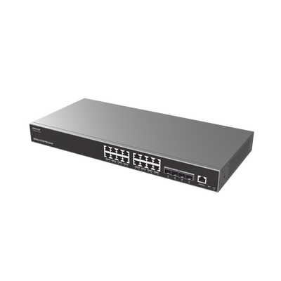 GRANDSTREAM - Switch Capa 3 PoE+ Administrable / 16 puertos 10/100/1000 Mbps + 4 Puertos SFP+ de 10 Gigabits / Hasta 240W / Compatible con GWN Cloud.