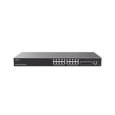 GRANDSTREAM - Switch Capa 3 PoE+ Administrable / 16 puertos 10/100/1000 Mbps + 4 Puertos SFP+ de 10 Gigabits / Hasta 240W / Compatible con GWN Cloud.