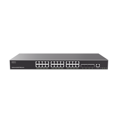 GRANDSTREAM - Switch Capa 3 Administrable / 24 puertos 10/100/1000 Mbps + 4 Puertos SFP+ de 10 Gigabits / Compatible con GWN Cloud.