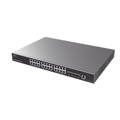 GRANDSTREAM - Switch Capa 3 PoE+ Administrable / 24 puertos 10/100/1000 Mbps + 4 Puertos SFP+ de 10 Gigabits / Hasta 360W / Compatible con GWN Cloud.