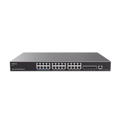 GRANDSTREAM - Switch Capa 3 PoE+ Administrable / 24 puertos 10/100/1000 Mbps + 4 Puertos SFP+ de 10 Gigabits / Hasta 360W / Compatible con GWN Cloud.