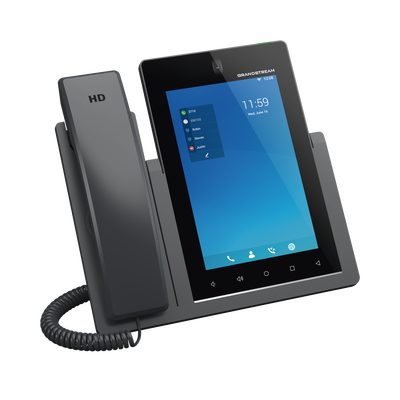 GRANDSTREAM - Teléfono IP Android 11, 16 líneas SIP con 16 cuentas, pantalla táctil  7", puertos Gigabit, Wi-Fi, Bluetooth, PoE, codec Opus, IPV4/IPV6 con gestión en la nube GDMS