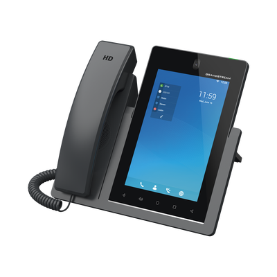 GRANDSTREAM - Teléfono IP Android 11, 16 líneas SIP con 16 cuentas, pantalla táctil  7", puertos Gigabit, Wi-Fi, Bluetooth, PoE, codec Opus, IPV4/IPV6 con gestión en la nube GDMS
