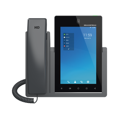 GRANDSTREAM - Teléfono IP Android 11, 16 líneas SIP con 16 cuentas, pantalla táctil  7", puertos Gigabit, Wi-Fi, Bluetooth, PoE, codec Opus, IPV4/IPV6 con gestión en la nube GDMS