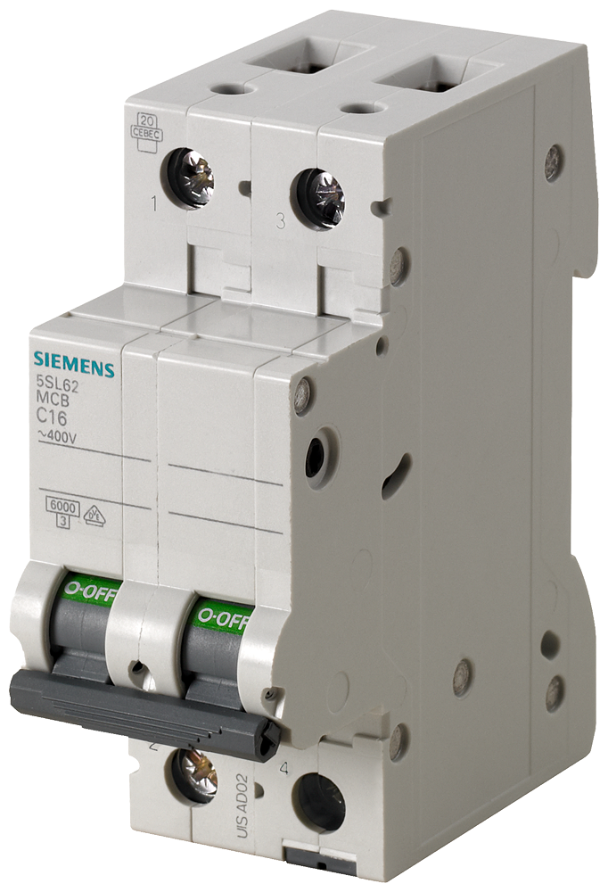 SIEMENS - Interruptor Riel Dinn Tipo 5SL6, 2 polos, 40 amp
