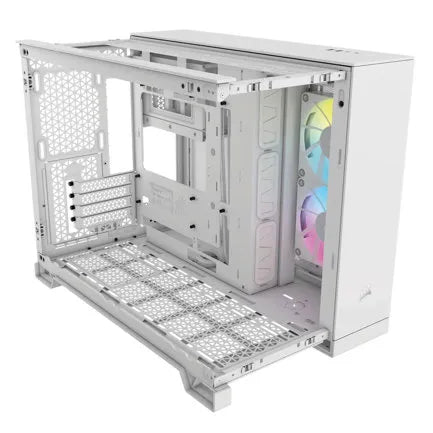 CORSAIR - Gabinete Corsair iCUE Link 2500X Mid Tower mATX ITX Cristal Templado Pecera 2xFan RGB Blanco Sin Fuente