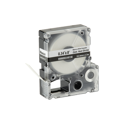 PANDUIT - Casete de Etiquetas de Poliolefina de Cinta Continua, Tubo Termocontráctil, 8.6 mm (0.34 Pulgadas) de Ancho y 2.4 Metros (7.87 Pies) de Largo, Para Cables de 1.5 a 4.8 mm (18-12 AWG) de Diámetro, Color Blanco