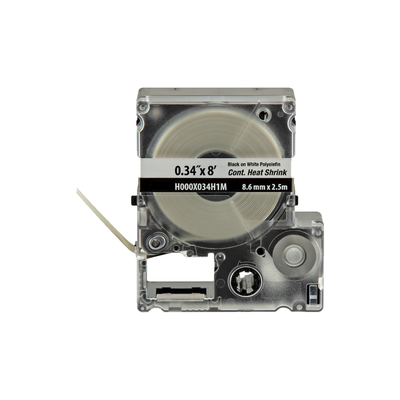 PANDUIT - Casete de Etiquetas de Poliolefina de Cinta Continua, Tubo Termocontráctil, 8.6 mm (0.34 Pulgadas) de Ancho y 2.4 Metros (7.87 Pies) de Largo, Para Cables de 1.5 a 4.8 mm (18-12 AWG) de Diámetro, Color Blanco