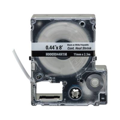 PANDUIT - Casete de Etiquetas de Poliolefina de Cinta Continua, Tubo Termocontráctil, 11.2 mm (0.44 pulgadas) de Ancho y 2.4 metros (7.87 pies) de Largo, Para Cables de 2 a 6.4 mm (16-10 AWG) de Diámetro, Color Blanco