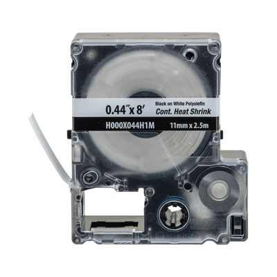 PANDUIT - Casete de Etiquetas de Poliolefina de Cinta Continua, Tubo Termocontráctil, 11.2 mm (0.44 pulgadas) de Ancho y 2.4 metros (7.87 pies) de Largo, Para Cables de 2 a 6.4 mm (16-10 AWG) de Diámetro, Color Blanco