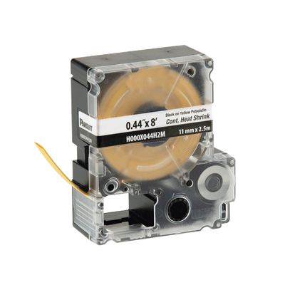 PANDUIT - Casete de Etiquetas Continuas Termorretráctil 11.2 mm. de Ancho x 2.4 Metros (7.87 Pies) de Largo. Poliolefina Amarilla