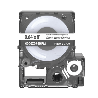 PANDUIT - Casete de Etiquetas de Poliolefina de Cinta Continua, Tubo Termocontráctil, 16.3 mm (0.64 pulgadas) de Ancho y 2.4 metros (7.87 pies) de Largo, Para Cables de 5.3 a 10.9 mm (8 - 2 AWG) de Diámetro, Color Blanco