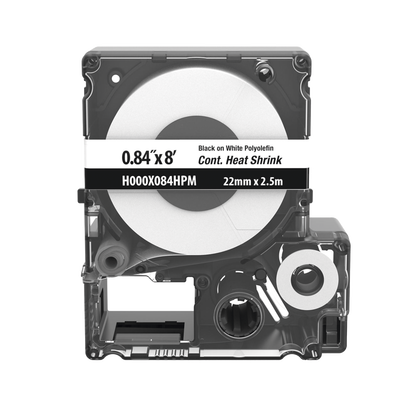 PANDUIT - Casete de Etiquetas de Poliolefina de Cinta Continua, Tubo Termocontráctil, 21.3 mm (0.84 pulgadas) de Ancho y 2.4 metros (7.87 pies) de Largo, Para Cables de 4.3 a 12.7 mm (8-1 AWG) de Diámetro, Color Blanco