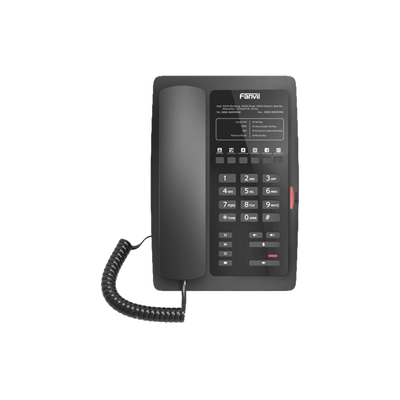 FANVIL - Teléfono IP para Hotelería, profesional con 6 teclas programables para servicio rápido (Hotline), plantilla personalizable con PoE