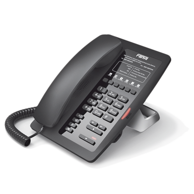 FANVIL - Teléfono IP para Hotelería, profesional con 6 teclas programables para servicio rápido (Hotline), plantilla personalizable con PoE