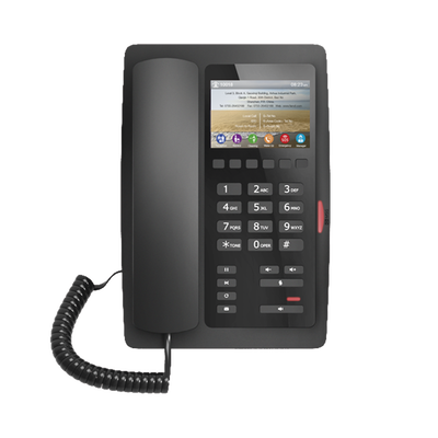 FANVIL - (H5 Color Negro) Teléfono IP Hotelero de gama alta, pantalla LCD de 3.5 pulgadas a color, 6 teclas programables para servicio rápido (Hotline), PoE