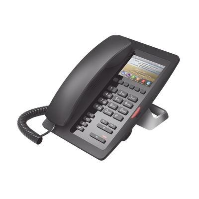FANVIL - (H5 Color Negro) Teléfono IP Hotelero de gama alta, pantalla LCD de 3.5 pulgadas a color, 6 teclas programables para servicio rápido (Hotline), PoE