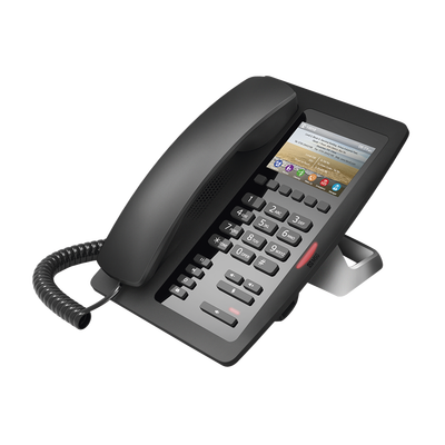FANVIL - (H5 Color Negro) Teléfono IP Hotelero de gama alta, pantalla LCD de 3.5 pulgadas a color, 6 teclas programables para servicio rápido (Hotline), PoE