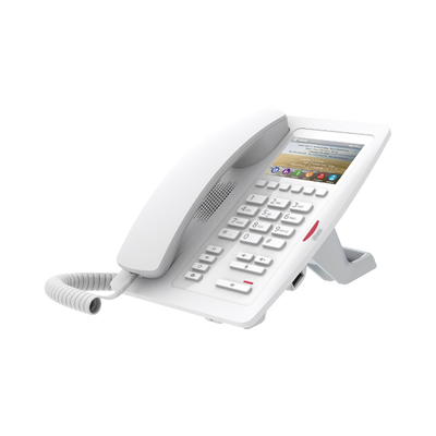 FANVIL - (H5 Color Blanco)Teléfono para Hotelería, profesional de gama alta con pantalla LCD de 3.5 pulgadas a color, 6 teclas programables para servicio rápido (Hotline) PoE