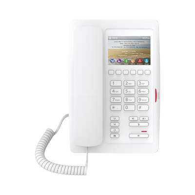FANVIL - (H5 Color Blanco)Teléfono para Hotelería, profesional de gama alta con pantalla LCD de 3.5 pulgadas a color, 6 teclas programables para servicio rápido (Hotline) PoE