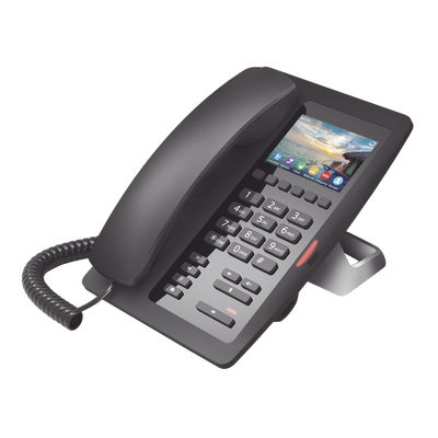 FANVIL - (H5W Color Negro)Teléfono IP WiFi para Hotelería, profesional de gama alta con pantalla LCD de 3.5 pulgadas a color, 6 teclas programables para servicio rápido (Hotline) PoE