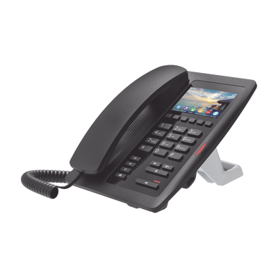FANVIL - (H5W Color Negro)Teléfono IP WiFi para Hotelería, profesional de gama alta con pantalla LCD de 3.5 pulgadas a color, 6 teclas programables para servicio rápido (Hotline) PoE