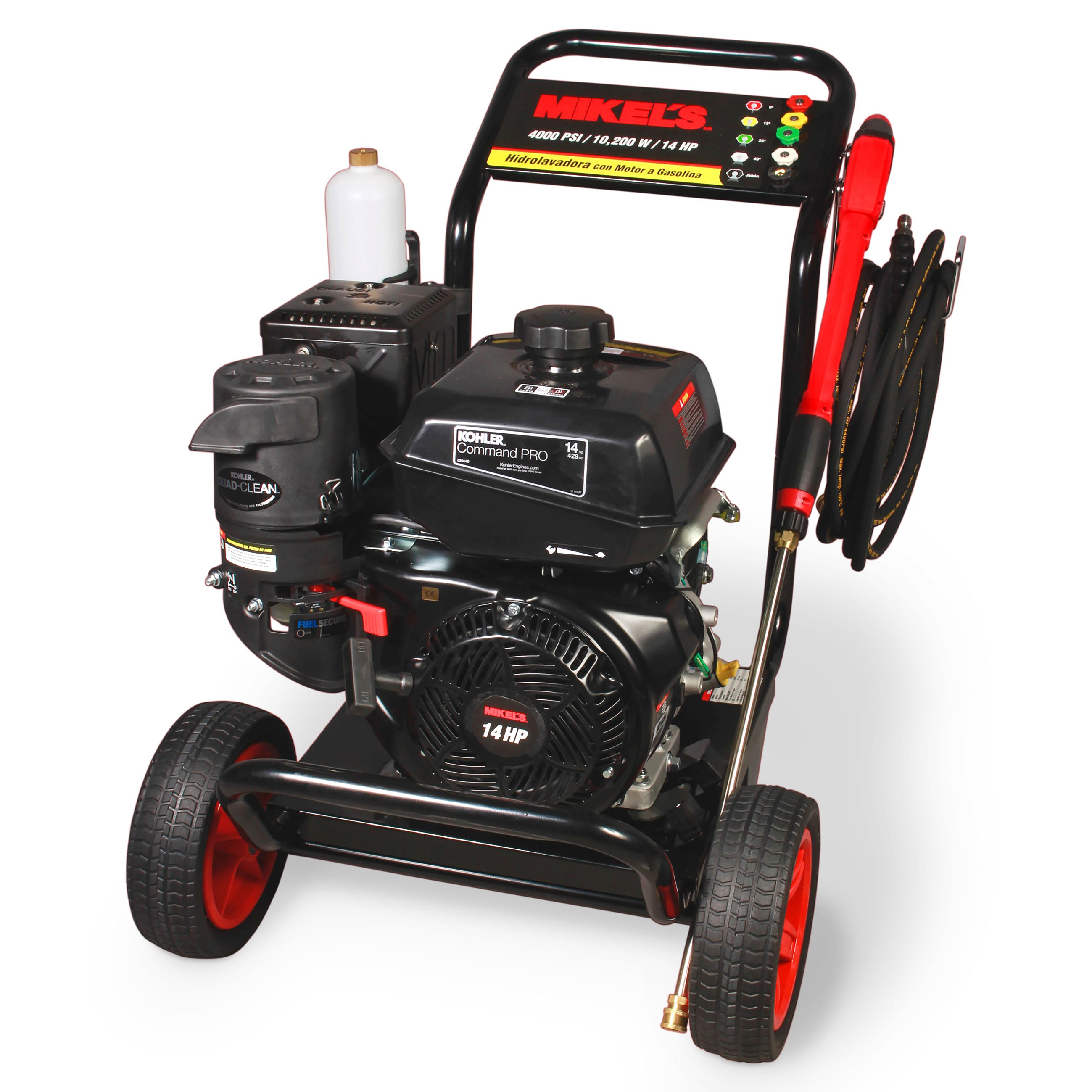 Hidrolavadora de alta presión a gasolina motor 4 tiempos (Kohler ®) (4,000 PSI / 14 HP)