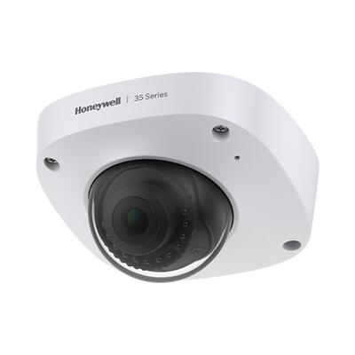 HONEYWELL - Mini Domo IP 5 Megapixel / Lente 2.8 mm / 30 mts IR / Ultra Baja Iluminación / NDAA / ONVIF /  IP67 / IK10 / IA (Filtro de Humanos y Vehiculos) / Merodeo / Conteo de Personas / PoE / Audio y Alarmas I/O / Serie 35 / Honeywell Security