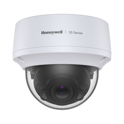 HONEYWELL - Domo IP 5 Megapixel / Lente Mot. 2.7 a 13.5 mm / 50 mts IR / Ultra Baja Iluminación /  NDAA / ONVIF /  IP67 / IK10 / H.265 / IA (Filtro de Humanos y Vehiculos) / Merodeo / Conteo de Personas / PoE / Audio y Alarmas I/O / Serie 35