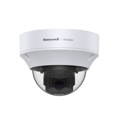 HONEYWELL - Domo IP 5 MP / Lente Mot. 2.7-13.5 mm / Exterior / 50 mts IR / H.265 / NDAA / ONVIF / IP67 / IK10 / Detección Sabotaje / Movimiento / Rostros / Intrusión / Merodeo / Objeto Abandonado / Alarmas y Audio I/O / PoE / Serie 60 Honeywell Security
