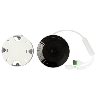 HIKVISION - (HikFire) Mini Fisheye IP 4 Megapixel con Detector de Humo Puntual  / Autónomo / Entrada y Salida de Alarma / 15 mts IR / PoE / WDR 120 dB / Alarma de 85 dB / MicroSD 128GB / Compatible con Hik-Connect