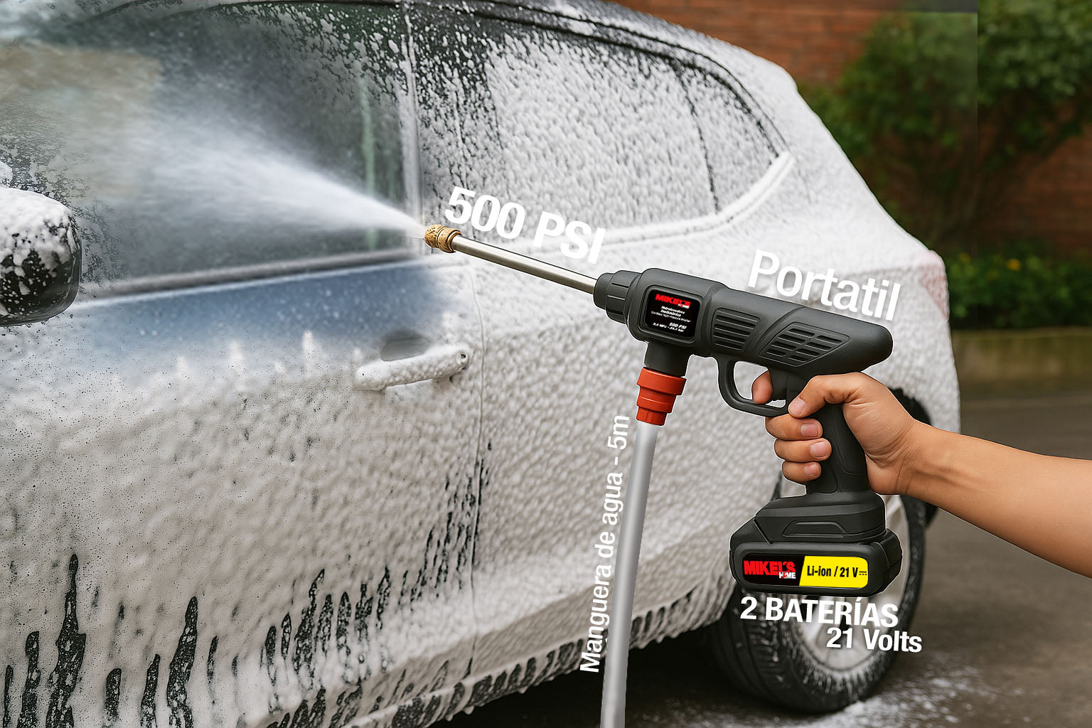 Hidrolavadora inalámbrica (21 v, 435 PSI)