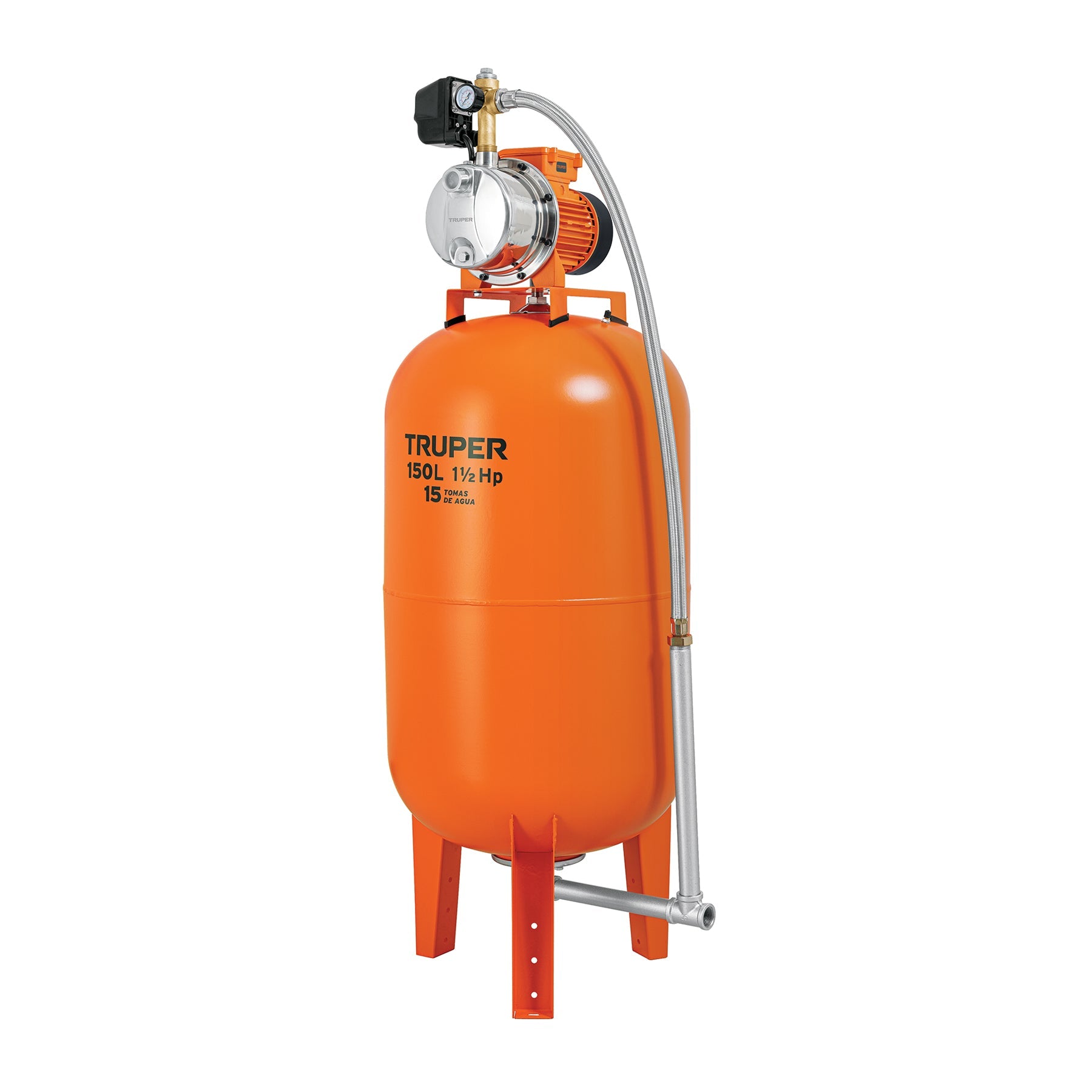 Equipo hidroneumatico 150L, bomba Jet inox. 1-1/2 HP, TRUPER