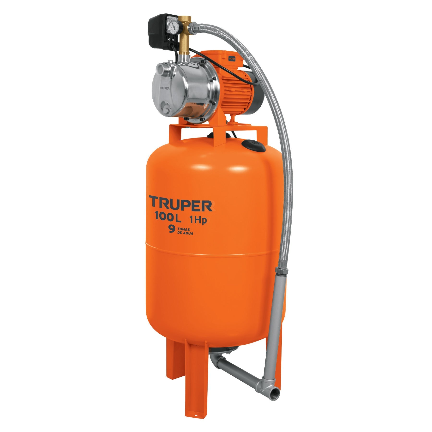 Equipo hidroneumatico 100L, bomba Jet inox. 1 HP, TRUPER