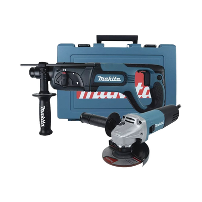 MAKITA -  Kit de Martillo Rotatorio SDS PLUS HR2475X4  y Esmeriladora Angular 9557NB de 4-1/2 in