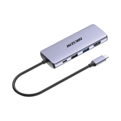 HIKSEMI BY HIKVISION - Hub (Adaptador) USB - C / 8 en 1 / 1 Salida HDMI (4K) / 1 Salida USB 2.0 / 3 Salidas USB 3.0 / 1 Salida SD (Memoria SD) / 1 Salida TF (Micro SD) / 1 Entrada USB - C (Carga Rapida / 100 Watts)