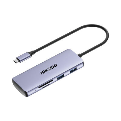 HIKSEMI BY HIKVISION - Hub (Adaptador) USB - C / 8 en 1 / 1 Salida HDMI (4K) / 1 Salida USB 2.0 / 3 Salidas USB 3.0 / 1 Salida SD (Memoria SD) / 1 Salida TF (Micro SD) / 1 Entrada USB - C (Carga Rapida / 100 Watts)