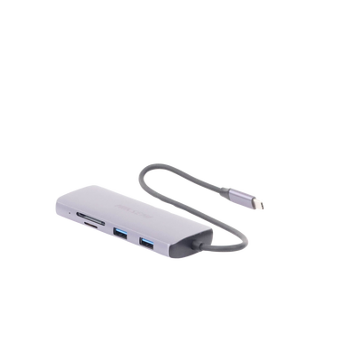 HIKSEMI BY HIKVISION - Hub (Adaptador) USB - C / 8 en 1 / 1 Salida HDMI (4K) / 1 Salida USB 2.0 / 3 Salidas USB 3.0 / 1 Salida SD (Memoria SD) / 1 Salida TF (Micro SD) / 1 Entrada USB - C (Carga Rapida / 100 Watts)