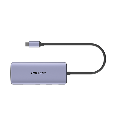 HIKSEMI BY HIKVISION - Hub (Adaptador) USB - C / 8 en 1 / 1 Salida HDMI (4K) / 1 Salida USB 2.0 / 3 Salidas USB 3.0 / 1 Salida SD (Memoria SD) / 1 Salida TF (Micro SD) / 1 Entrada USB - C (Carga Rapida / 100 Watts)