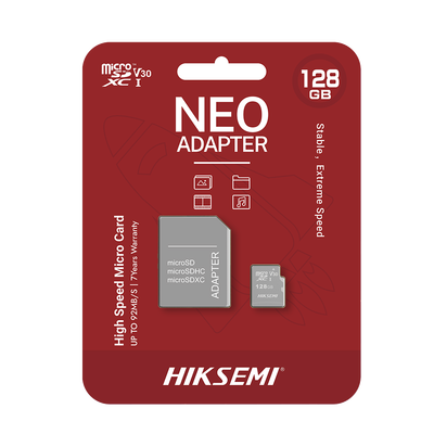 HIKSEMI BY HIKVISION - Memoria microSD con Adaptador Ideal para Celular o Tablet / 128 GB / Multipropósito / Clase 10 / 92 MB/s Lectura / 50 MB/s Escritura