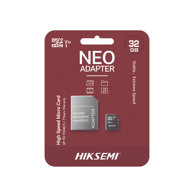 HIKSEMI BY HIKVISION - Memoria microSD con Adaptador Ideal para Celular o Tablet / 32 GB / Multipropósito / Clase 10 / 92 MB/s Lectura / 50 MB/s Escritura