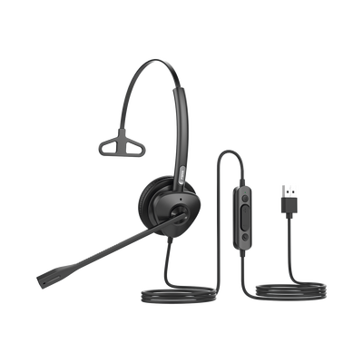 FANVIL - Diadema monoaural con tecnología antishock para teléfonos IP FANVIL con interfaz USB con micrófono de cancelación de ruido, larga durabilidad