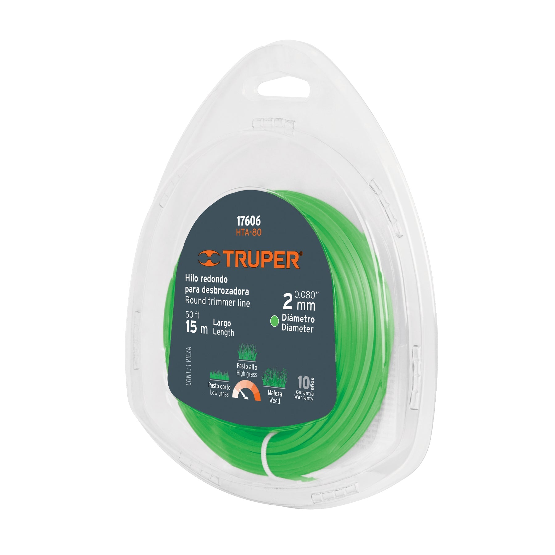 Hilo redondo, para desbrozadora, 2mm x 15m, blister TRUPER