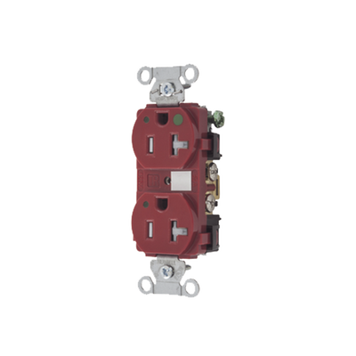 HUBBELL - Contacto Duplex  de 20 A 125 V CA/ A prueba de Manipulaciones / Nema 5-20R / Grado Hospitalario / Color Rojo.
