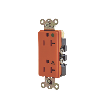 HUBBELL - Receptáculo Duplex de 20 A 125 V /  2 Polos 3 Hilos/ Nema 5- 20 R / Color Naranja/ Grado Hospital.